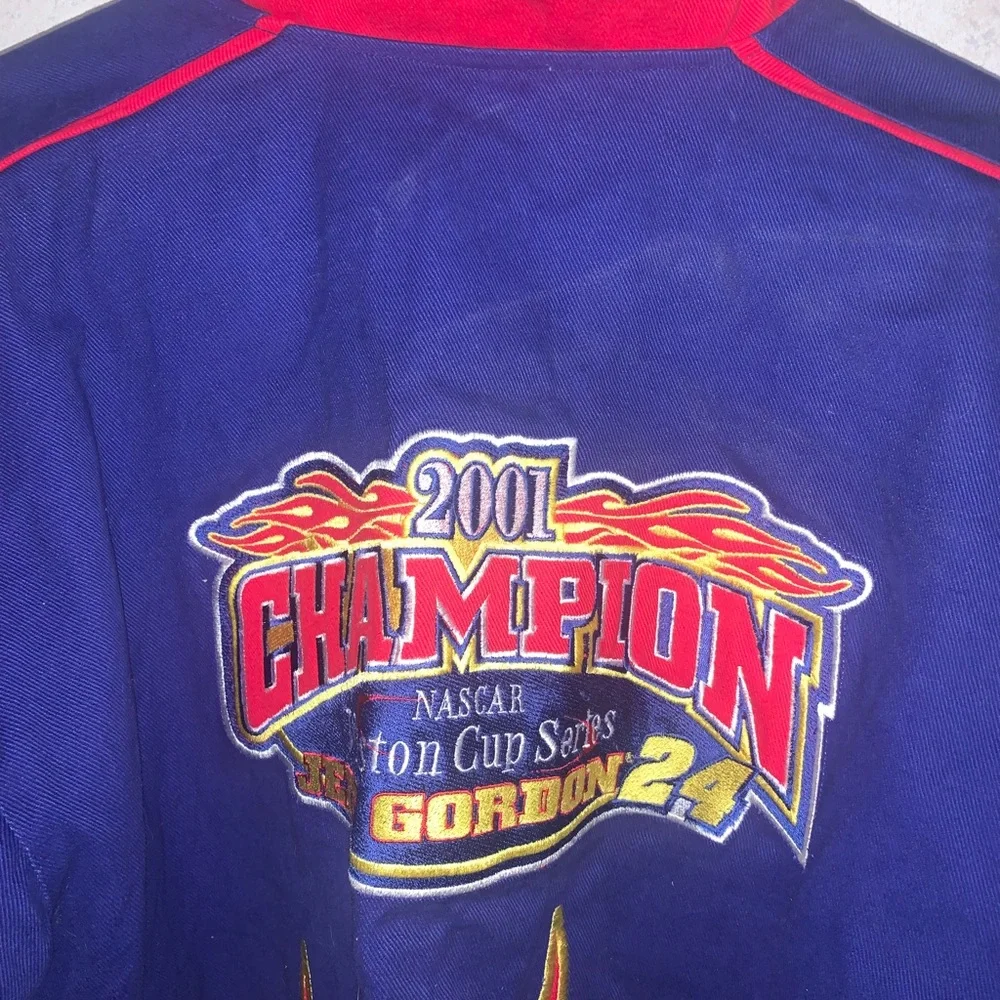 Vintage NASCAR Racing Jacket Jeff Hamilton Jeff Gordon Flames Large Extra - Picture 3 of 5